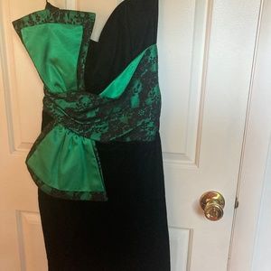Gunne Sax Black velvet and satin bow cocktail dress vintage like new 9
